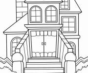 Coloriage Maison hant&eacute;e vue de face