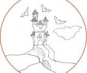 Coloriage Mod&egrave;le de ch&acirc;teau hant&eacute;