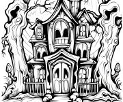 Coloriage Planche coloriage maison hant&eacute;e