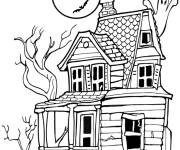 Coloriage et dessins gratuit Sc&egrave;ne de maison hant&eacute;e gratuit à imprimer