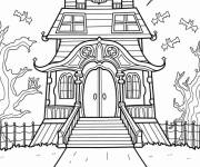 Coloriage Une maison hant&eacute;e pour les enfants de l'&acirc;ge pr&eacute;scolaire