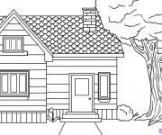 Coloriage Maison Simple à découper