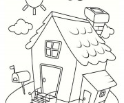 Coloriage et dessins gratuit Maison Simple sous le soleil à imprimer