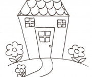 Coloriage Maison avec jardin dessin gratuit à imprimer
