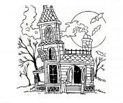 Coloriage Maison d'Halloween