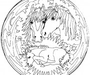 Coloriage Mandala Chevaux à colorier