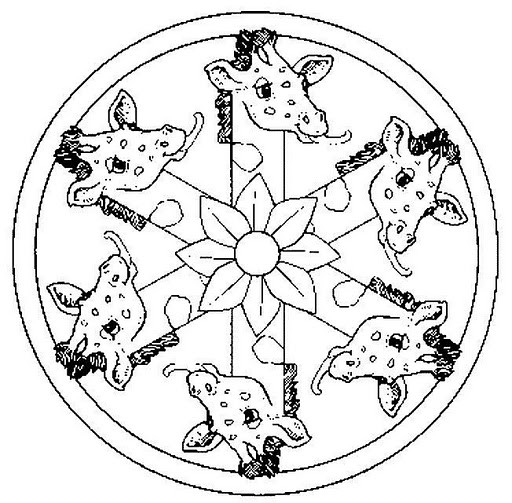 Coloriage Mandala Girafe dessin gratuit à imprimer