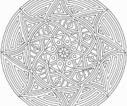 Coloriage et dessins gratuit Mandala Soleil en noir à imprimer