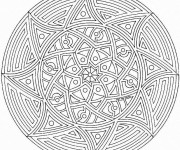 Coloriage et dessins gratuit Mandala Soleil en noir à imprimer