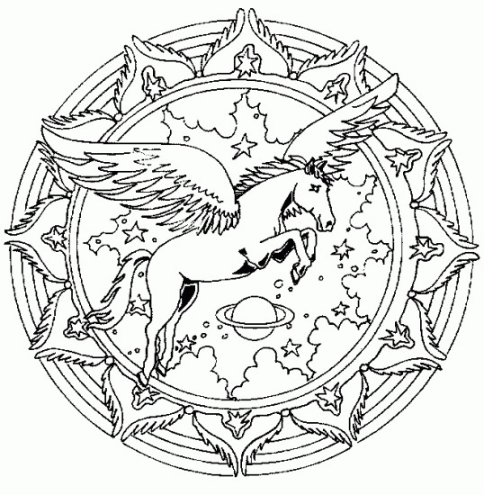 Coloriage Cheval Volant Mandala En Ligne Dessin Gratuit à