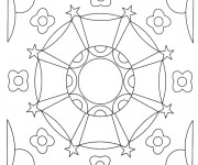 Coloriage Mandala Fleur et &Eacute;toiles facile