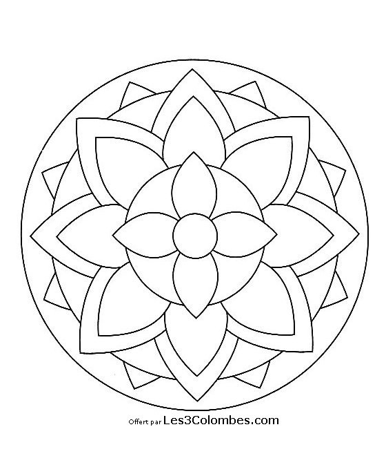 Coloriage et dessins gratuits Mandala Fleurs en noir et blanc à imprimer