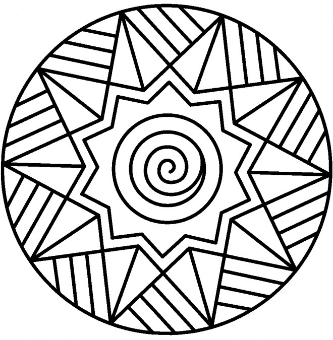 Coloriage Illustration Mandala Facile Dessin Gratuit à Imprimer