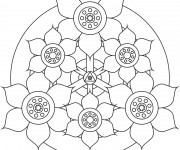 Coloriage Mandala Fleurs bien d&eacute;cor&eacute;es