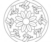 Coloriage et dessins gratuit Mandala L'abeille et La Rose Facile à imprimer