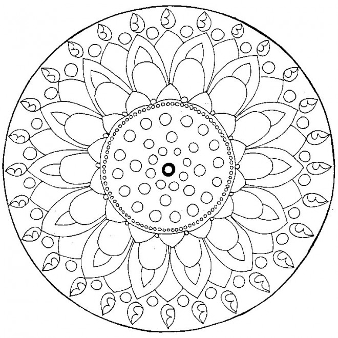 Coloriage Mandala Fleur Difficile En Couleur Dessin Gratuit