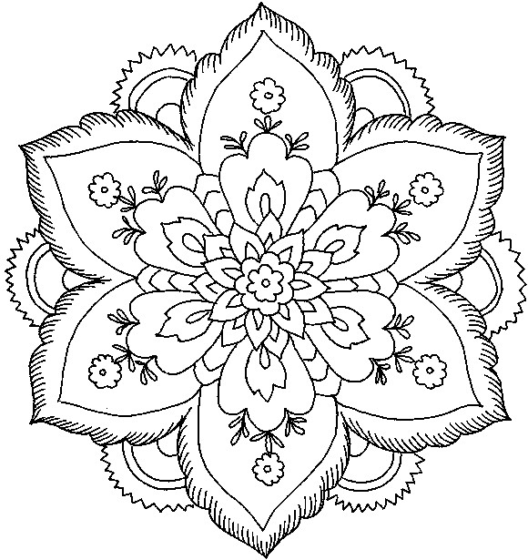 Mandala simple avec des pétales - Mandalas - Coloriages difficiles