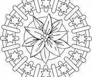 Coloriage et dessins gratuit Mandala Fleurs et Étoiles à imprimer