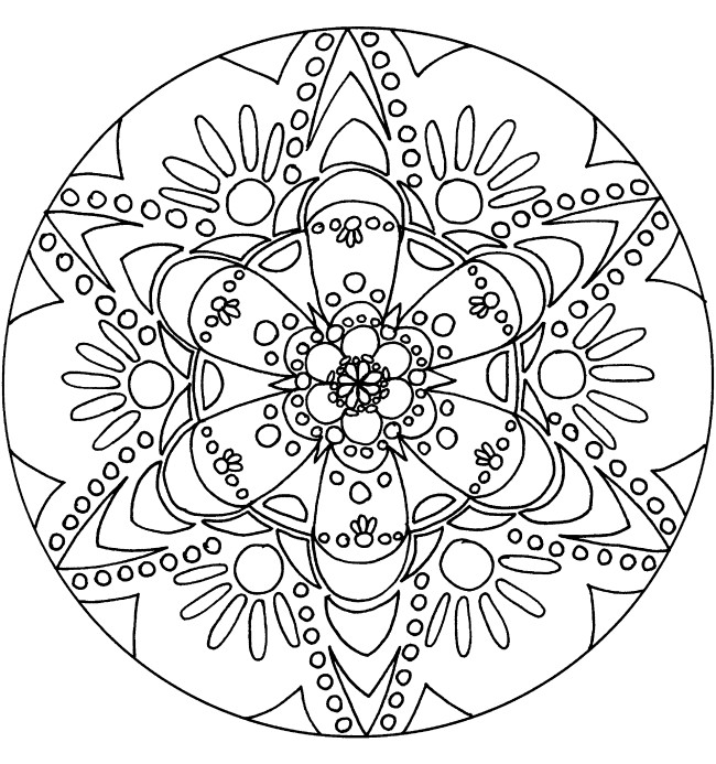 Coloriage et dessins gratuits Mandala Flocon décoré en noir à imprimer