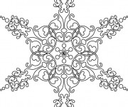 Coloriage et dessins gratuit Mandala Flocon Difficile en noir à imprimer