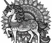 Coloriage Belle licorne magnifique en mandala