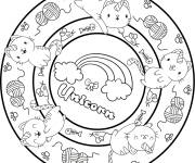 Coloriage et dessins gratuit Chat licorne drone en mandala pour &acirc;ge pr&eacute;scolaire à imprimer