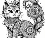 Coloriage Chat licorne en mandala complexe