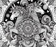 Coloriage Des licornes mandala en ligne gratuit