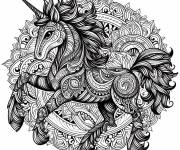Coloriage Licorne en mandala indien