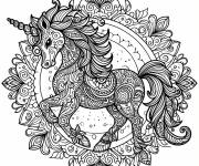 Coloriage Licorne magique en mandala &agrave; imprimer