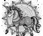 Coloriage Licorne sympathique en mandala