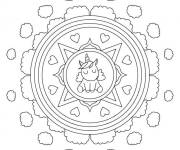 Coloriage Mandala b&eacute;b&eacute; licorne avec des nuages
