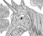 Coloriage et dessins gratuit Mandala de tête de licorne à imprimer