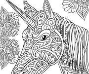 Coloriage et dessins gratuit Mandala de t&ecirc;te de licorne à imprimer