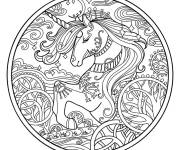 Coloriage Mandala licorne &agrave; imprimer gratuitement