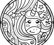 Coloriage Mandala Licorne adorable pour enfants