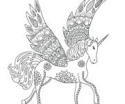 Coloriage et dessins gratuit Mandala Licorne ail&eacute;e à imprimer