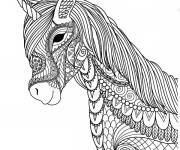 Coloriage et dessins gratuit Mandala Licorne anti-stress à imprimer