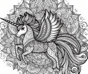 Coloriage Mandala Licorne anti-stress &agrave; t&eacute;l&eacute;charger