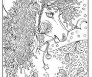 Coloriage et dessins gratuit Mandala Licorne avec des beaux yeux à imprimer