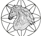 Coloriage Mandala Licorne avec des formes g&eacute;om&eacute;triques faciles