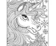 Coloriage et dessins gratuit Mandala Licorne avec des très beaux yeux à imprimer