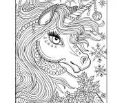 Coloriage et dessins gratuit Mandala Licorne avec des tr&egrave;s beaux yeux à imprimer