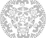 Coloriage Mandala Licorne avec motifs