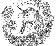Coloriage Mandala Licorne avec son petit