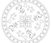 Coloriage Mandala Licorne avec une fleur au centre