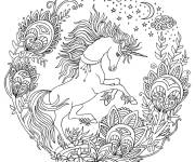 Coloriage Mandala Licorne complexe anti-stress