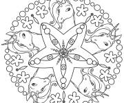 Coloriage Mandala Licorne de dessin anim&eacute;