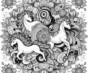 Coloriage Mandala licorne de niveau difficile