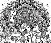 Coloriage Mandala Licorne et cheval
